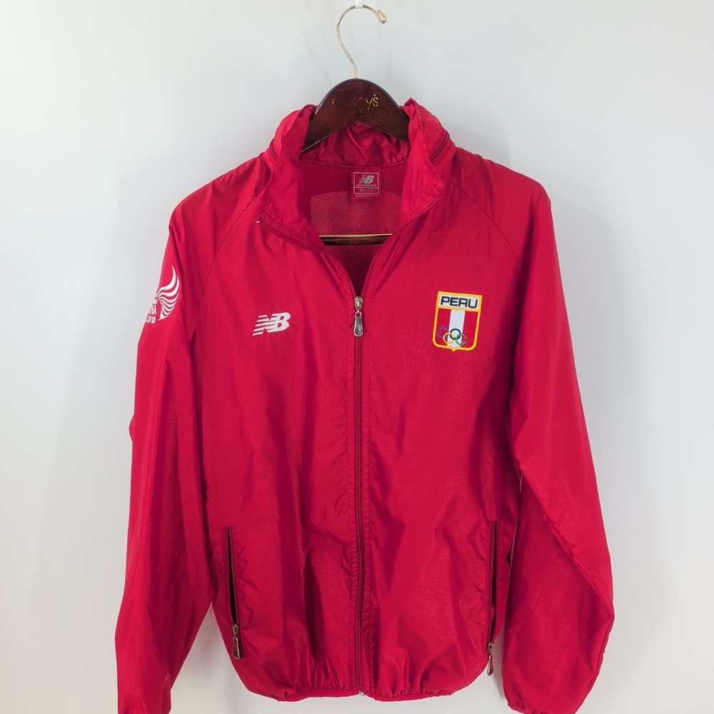 Vtg New Balance Xi Juegos Suramericanos Cochabamba 2018 Windbreaker Jacket Red M